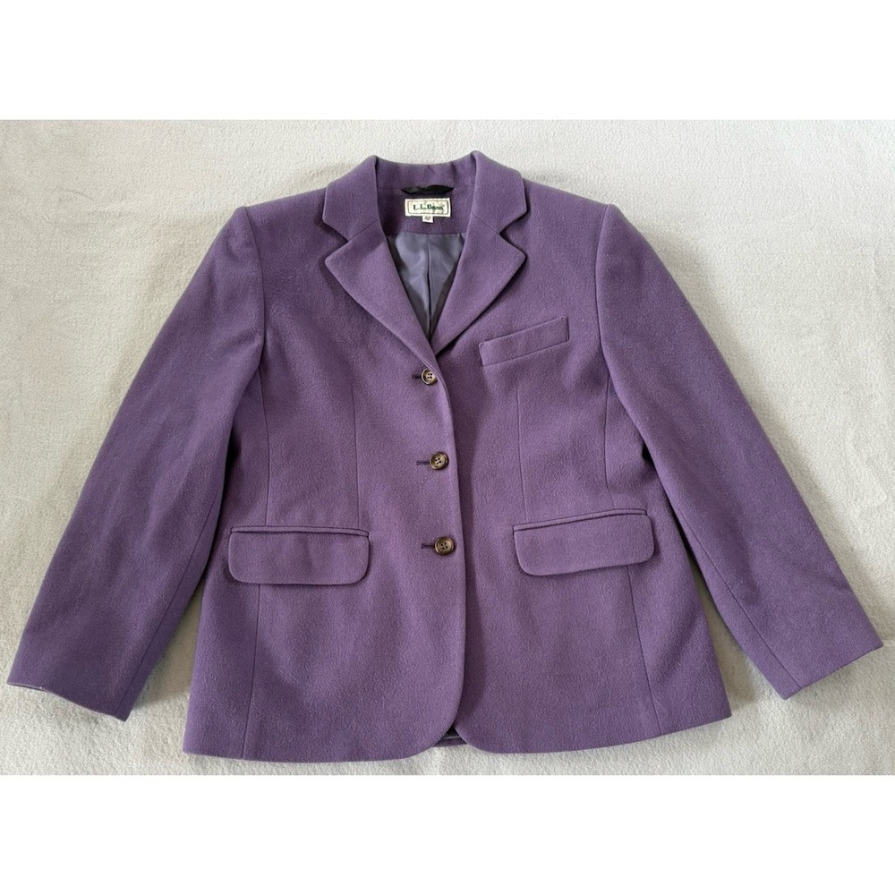 LL Bean Wool Cashmere Blazer Lilac Purple Women's Sz 4P 90s USA Made Vintage